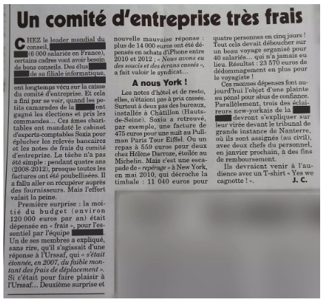 soxia dans le canard enchainé du 22 juin 2016