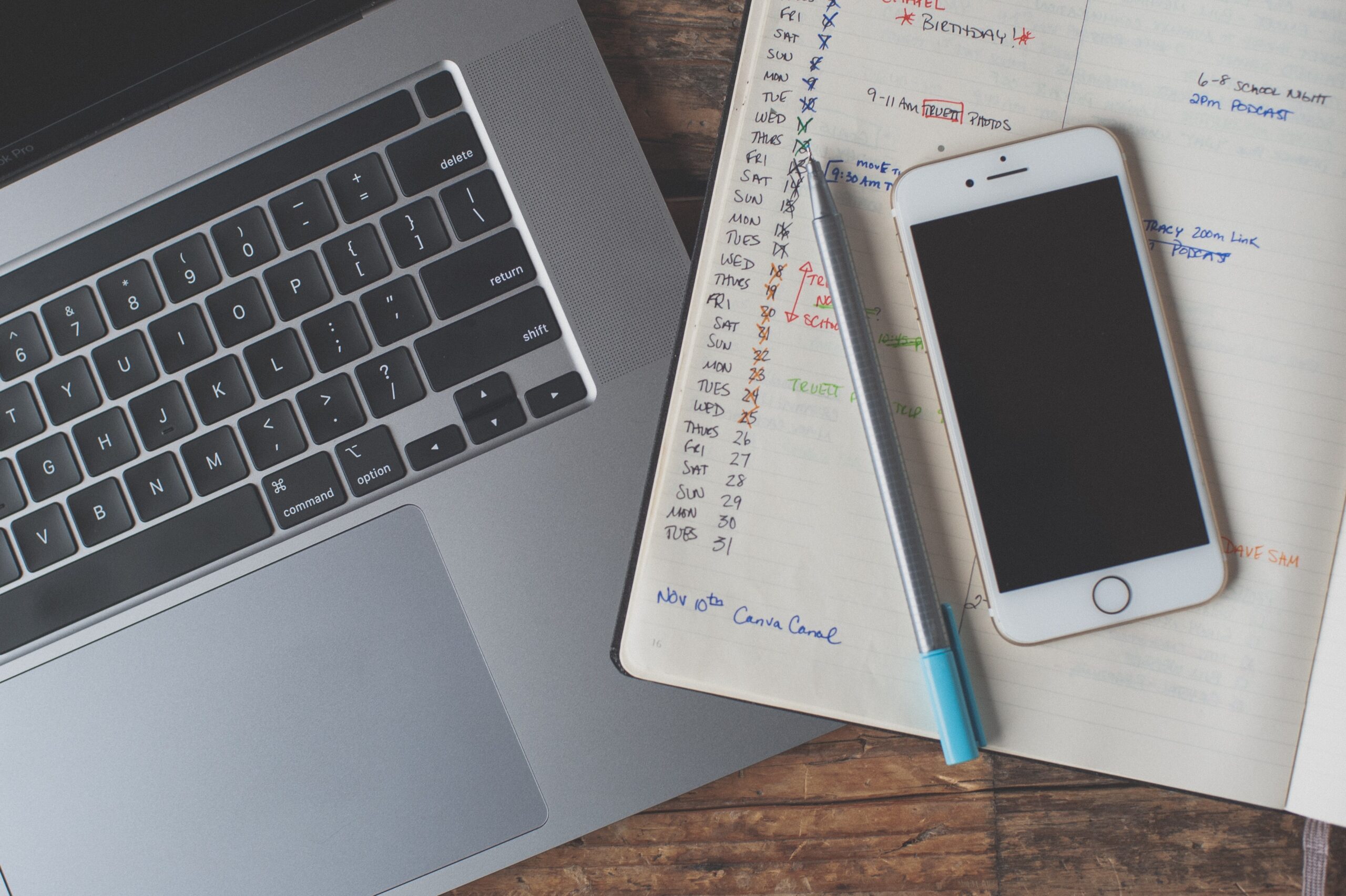 portable et style sur un agenda