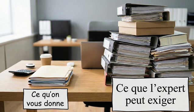 Comparaison visuelle sur un bureau : petite pile de documents 